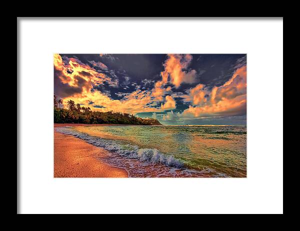 Beach Framed Print featuring the photograph Clouds on Fire by Nadia Sanowar