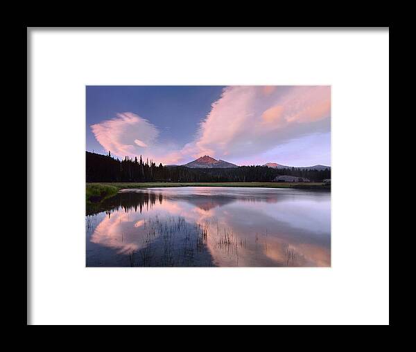 00176822 Framed Print featuring the photograph Clouds Reflected In Sparks Lake Oregon by Tim Fitzharris