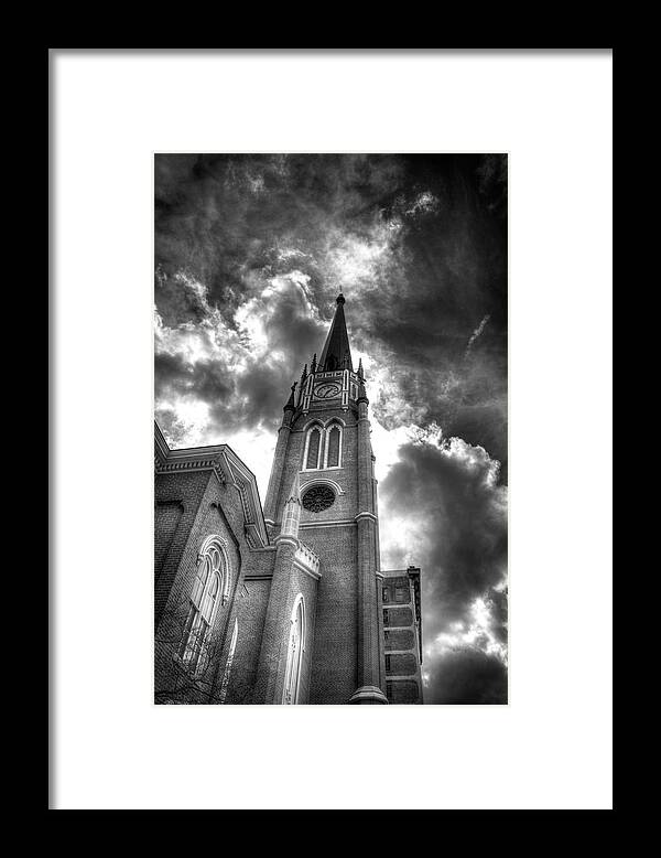 Royal Framed Print featuring the photograph Cloudy Assumption Black and White by FineArtRoyal Joshua Mimbs
