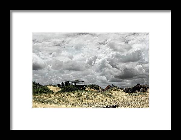 Cloudy Beach Framed Print featuring the photograph Cloudy Beach by Kaye Menner by Kaye Menner