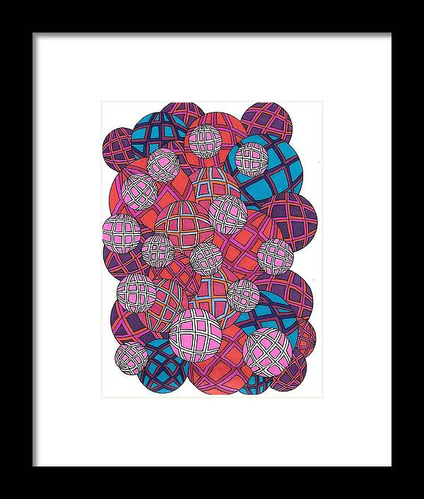 Balls Framed Print featuring the drawing Cluster of Spheres by Roberta Dunn