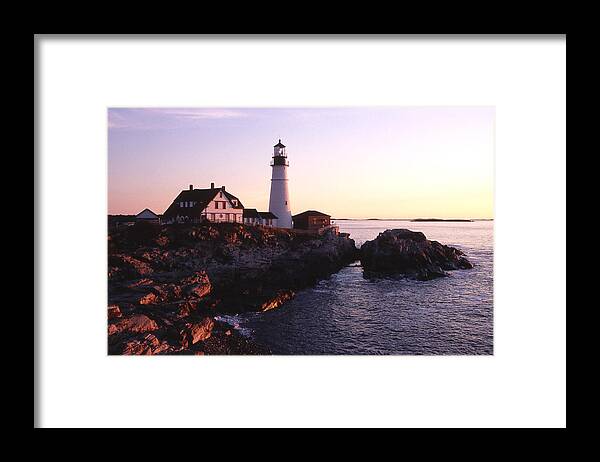 Landscape Lighthouse Nautical New England Portland Head Light Cape Elizabeth Framed Print featuring the photograph Cnrf0904 by Henry Butz