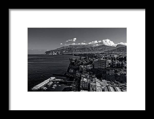 Landscape Framed Print featuring the photograph Coastal Sorrento Black and White by Allan Van Gasbeck