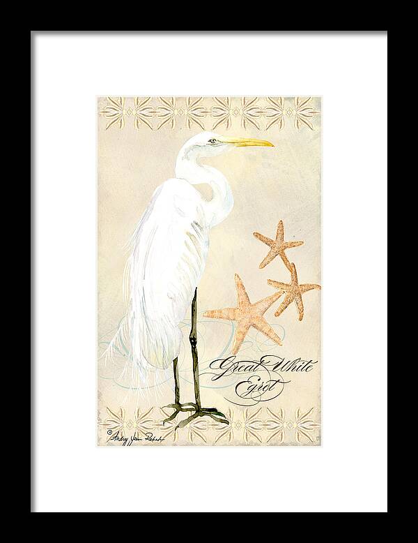 Watercolor Framed Print featuring the painting Coastal Waterways - Great White Egret by Audrey Jeanne Roberts