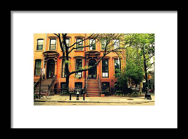 Beautiful Framed Print featuring the photograph Cobble Hill Brownstones - Brooklyn - New York City by Vivienne Gucwa