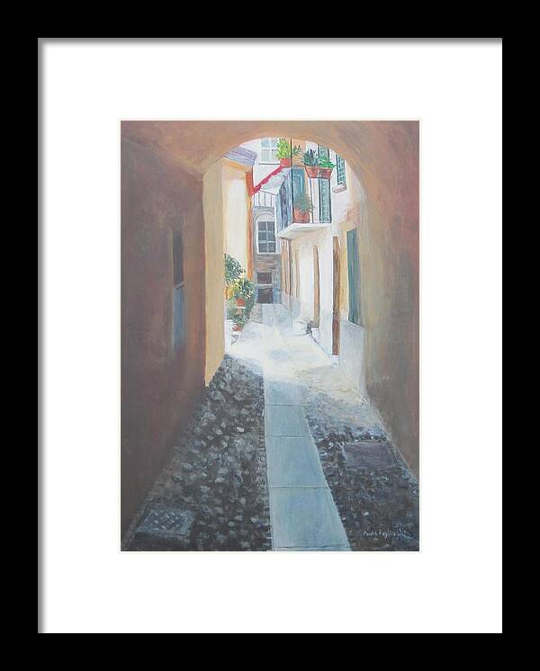 Italy Framed Print featuring the painting Cobblestone Alley by Paula Pagliughi