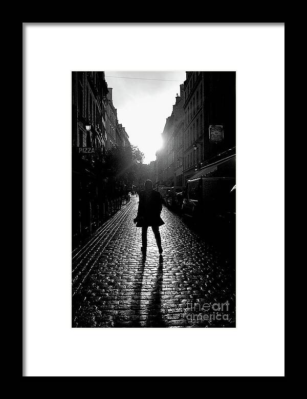 Paris Framed Print featuring the photograph Cobblestone Path Home Paris BW by Felipe Adan Lerma