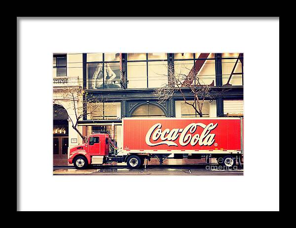 Coca Cola Framed Print featuring the photograph Coca-Cola Truck in San Francisco by Kim Fearheiley