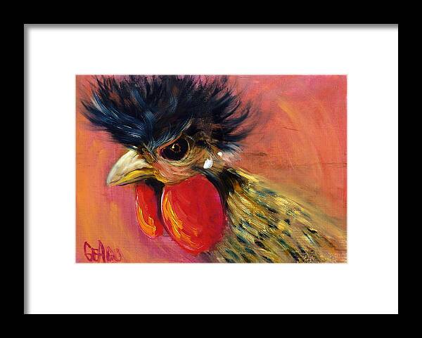 Roosters Framed Print featuring the painting Cock Robin by Sally Seago