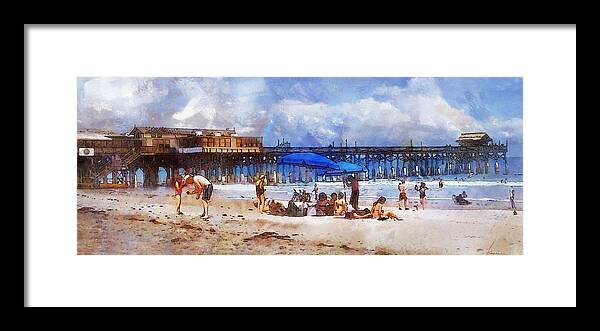 Vacation Framed Print featuring the digital art Cocoa Beach Pier by Frances Miller