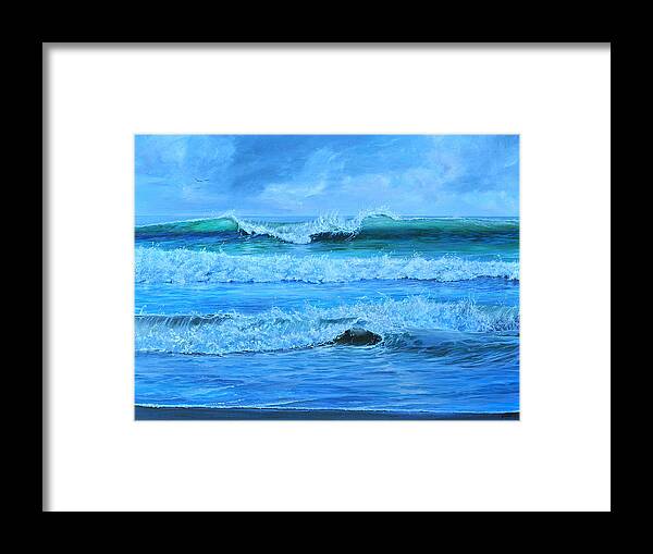 Florida Framed Print featuring the painting Cocoa Beach Surf by AnnaJo Vahle