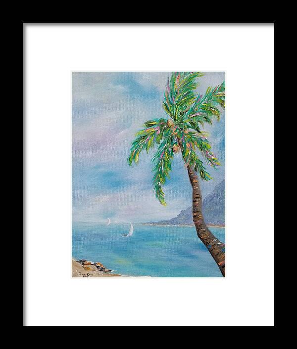 Palm Framed Print featuring the painting Coconut Flavor by Judith Rhue