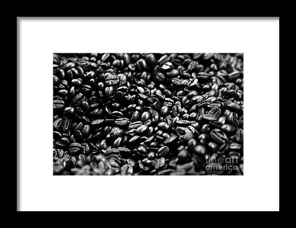 Food And Beverage Framed Print featuring the photograph Coffee Beans BW by Balanced Art