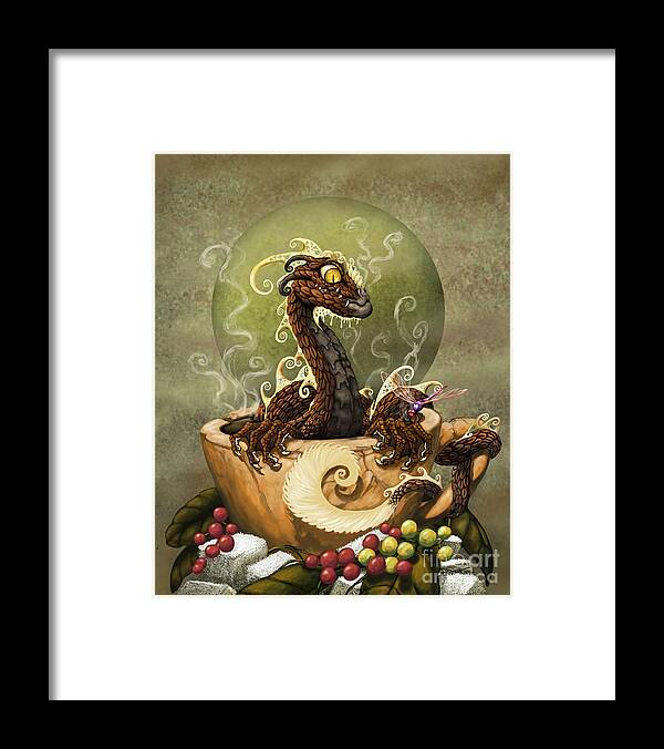 Dragon Framed Print featuring the digital art Coffee Dragon by Stanley Morrison