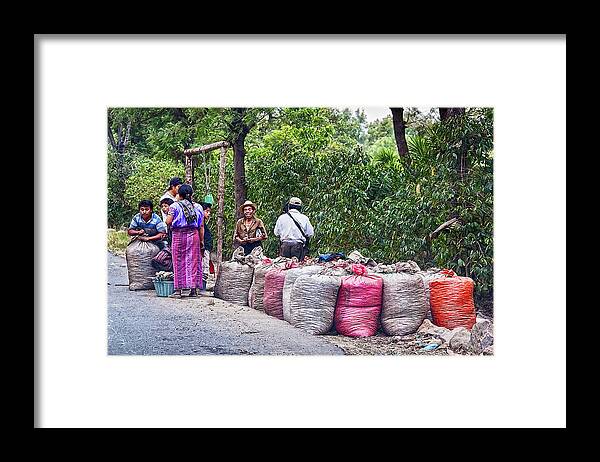 Guatemala Framed Print featuring the photograph Coffee pickers in Guatemala by Tatiana Travelways