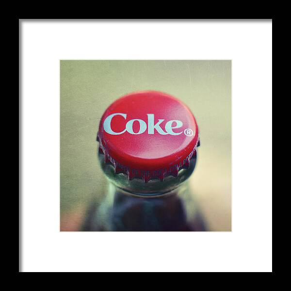 Coke Bottle Cap Square Framed Print featuring the photograph Coke Bottle Cap Square by Terry DeLuco