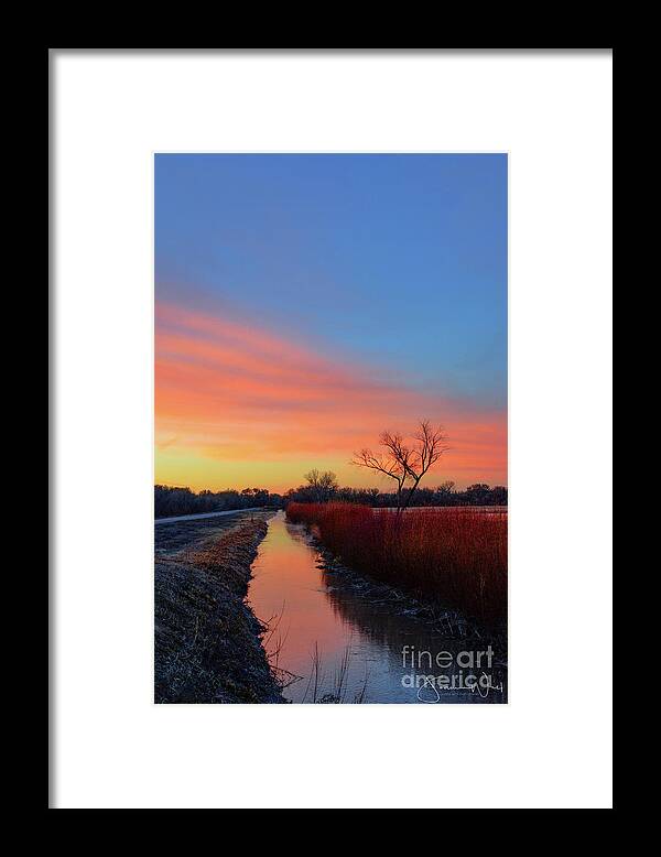 Sunrise Framed Print featuring the photograph Cold Dawn Apache Bosque by Joanne West