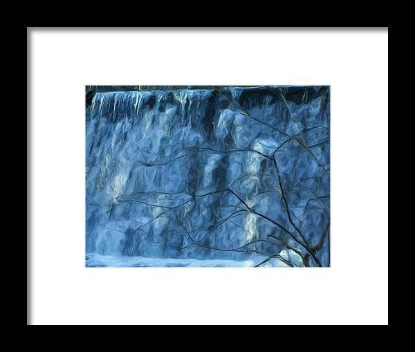  Framed Print featuring the painting Cold Day Cold Water Fall  Winter In NY by Jonathan Galente