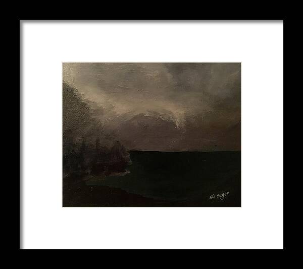Painting Framed Print featuring the painting Cold Fog and Sea by Esperanza Creeger