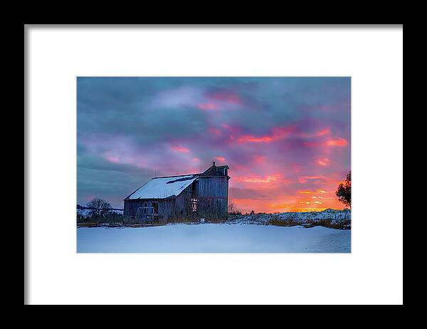 Ice Framed Print featuring the photograph Cold Vermont Fire by Jeff Folger