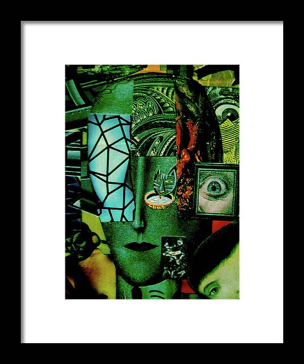 Collage Framed Print featuring the painting Collage Head by Steve Fields