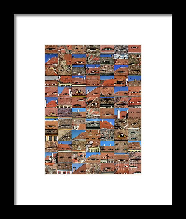 Collage Framed Print featuring the photograph Collage Roof and Windows - The City s Eyes by Daliana Pacuraru