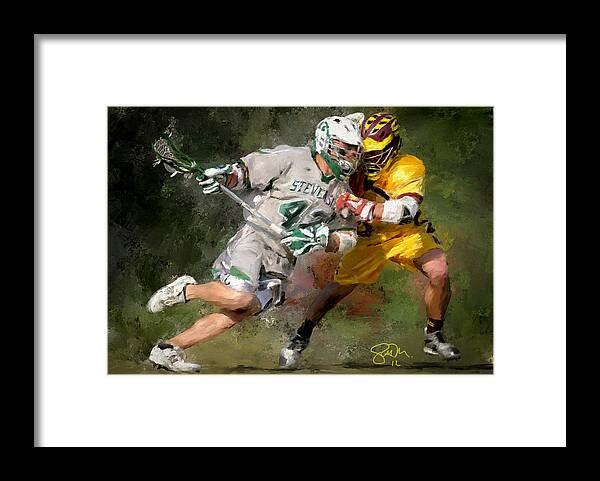 Lacrosse Framed Print featuring the painting College Lacrosse 8 by Scott Melby