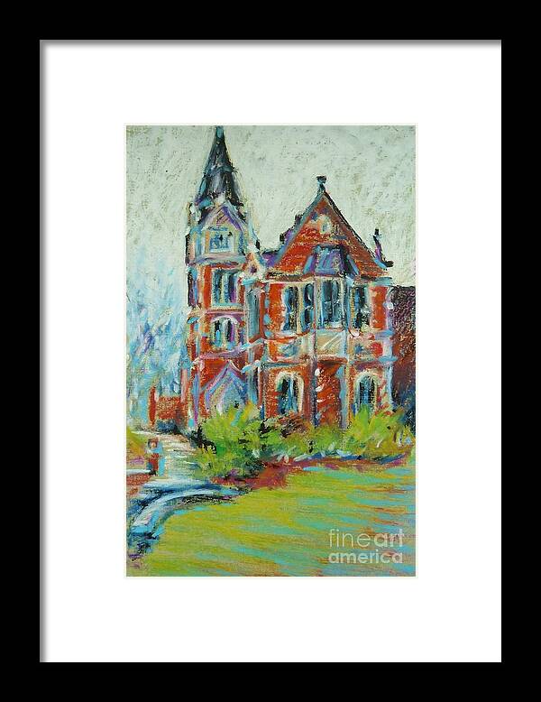 Library Framed Print featuring the pastel College Life by K M Pawelec