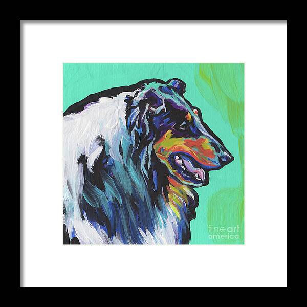 Rough Collie Framed Print featuring the painting Collie Collie by Lea