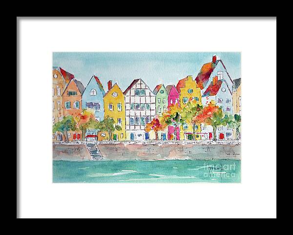 Impressionism Framed Print featuring the painting Cologne Along The Rhine by Pat Katz