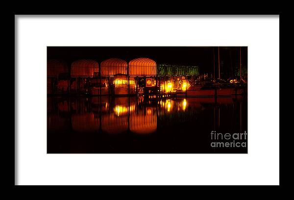 Clay Framed Print featuring the photograph Colonial Beach Docks After Dark by Clayton Bruster