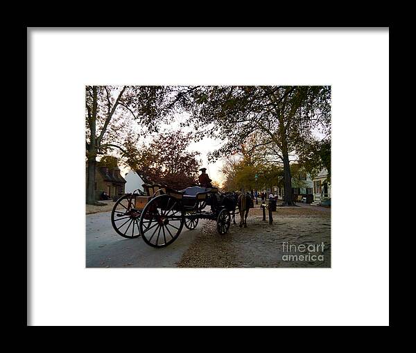 Colonial Williamsburg Framed Print featuring the photograph Colonial Carriage at Dusk by Rachel Morrison
