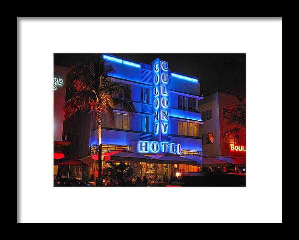 Colony Hotel Framed Print featuring the photograph Colony Hotel on Ocean Drive by Frank Mari