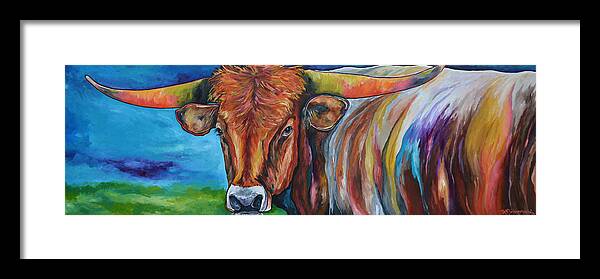 Longhorn Framed Print featuring the painting Color Me Texas by Patti Schermerhorn