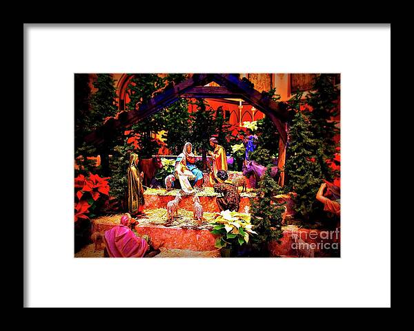Christmas Framed Print featuring the photograph Color Vibe Nativity - No Border by Frank J Casella