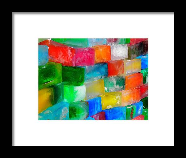 Wall Framed Print featuring the photograph Colored Ice Bricks by Juergen Weiss