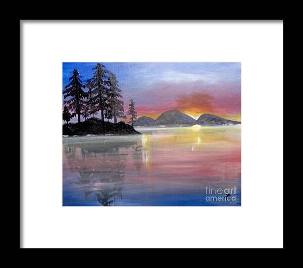 Color Framed Print featuring the painting Colored Lake by Saundra Johnson
