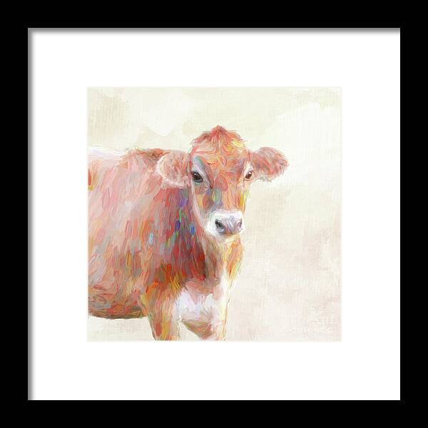 Cow Framed Print featuring the digital art Colorful Cow by Jayne Carney