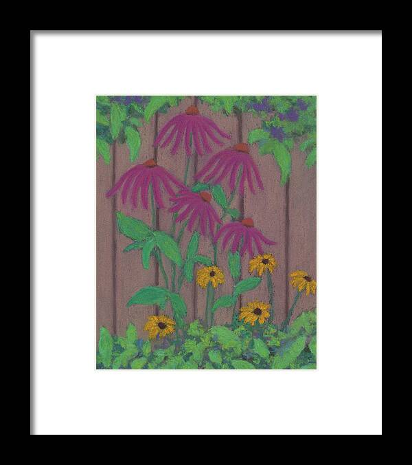 Flowers Framed Print featuring the pastel Colorful Fence by Anne Katzeff