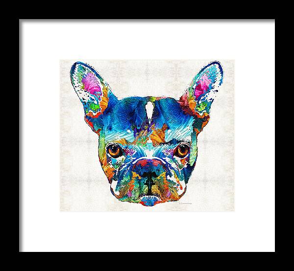 French Bulldog Framed Print featuring the painting Colorful French Bulldog Dog Art By Sharon Cummings by Sharon Cummings