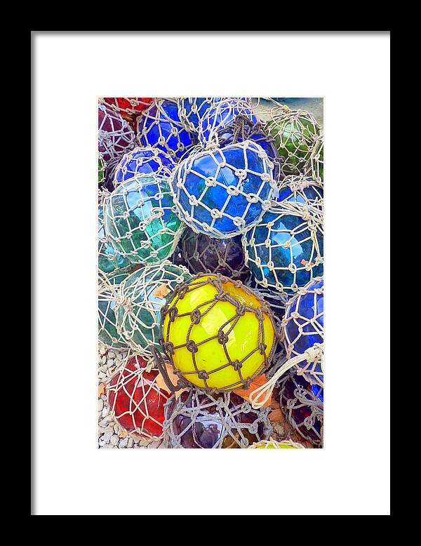 Glass Framed Print featuring the photograph Colorful Glass Balls by Carla Parris