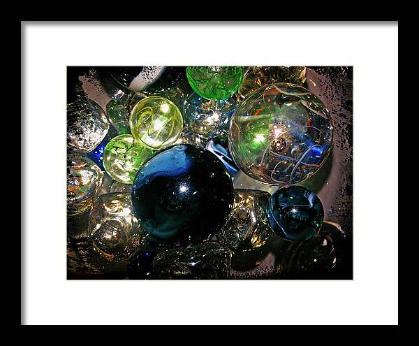 Abstract Framed Print featuring the photograph Colorful Glass Marbles by Gerlinde Keating