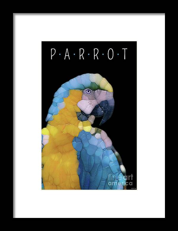 Parrot Framed Print featuring the digital art Colorful Glass Parrot by Phil Perkins