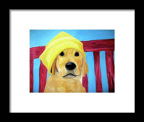 Labrador Framed Print featuring the painting Colorful Lab by Rebecca Wood