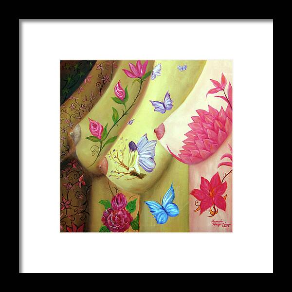 Colorful Breasts Framed Print featuring the painting Colorful Palette by Leonardo Ruggieri