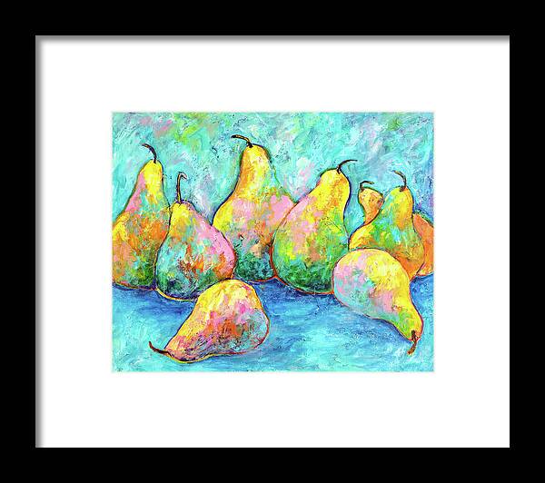 Pears Framed Print featuring the painting Colorful Pears by Sally Quillin