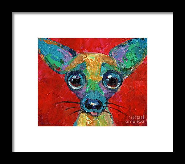 Chihuahua New Framed Print featuring the painting Colorful Pop art chihuahua painting by Svetlana Novikova
