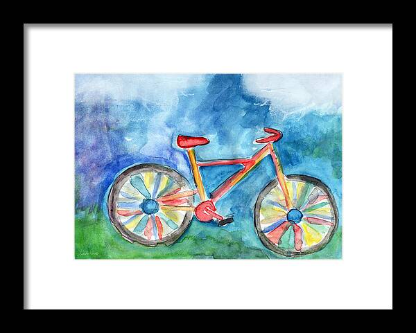 Bike Framed Print featuring the painting Colorful Ride- Bike Art by Linda Woods by Linda Woods
