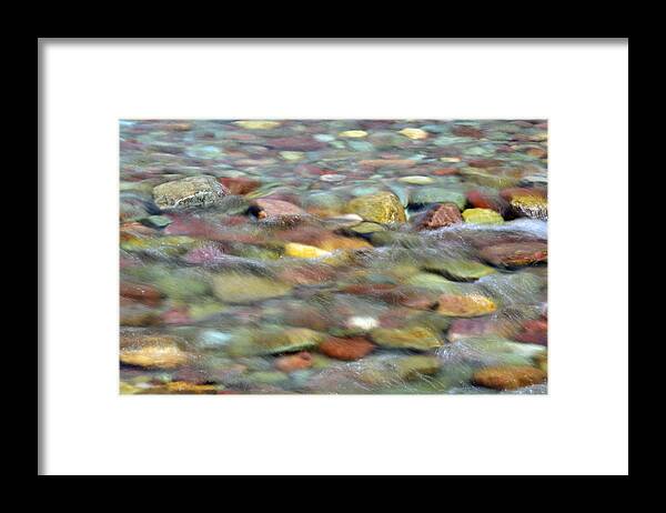 Glacier Framed Print featuring the photograph Colorful Rocks in Two Medicine River in Glacier National Park by Bruce Gourley