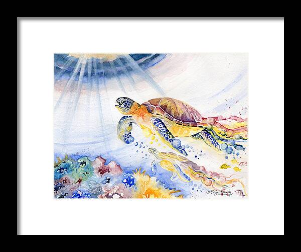 Colorful Sea Turtle - Going Up Framed Print by Melly Terpening - Fine Art  America